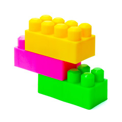 Plastic toy block isolated on white background