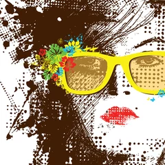 Washable wall murals Woman face Women in sunglasses