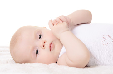 The small baby isolated on white background