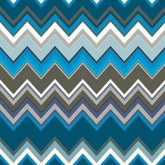 Papier Peint photo Lavable Zigzag Motif chevron en couleurs bleues
