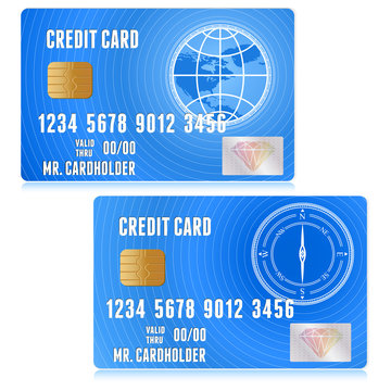 Credit plastic bank card icon, isolated on white.