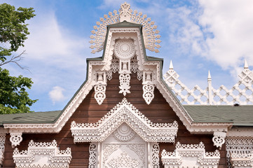 openwork tracery wooden house roof