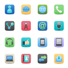 Communication Icons set color with white background