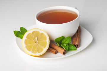 Cup of tea with lemon