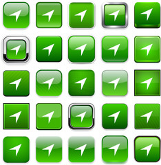 Square green gps icons.