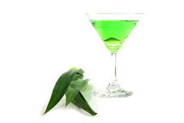 Green Water Pandan and in a glass.
