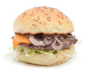 Cheeseburger isolated on white background