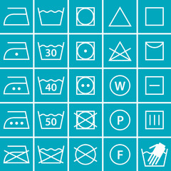 Set of washing symbols (Laundry icons)