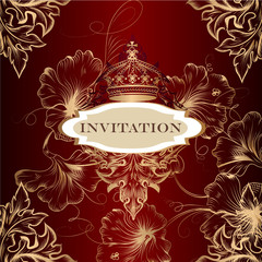 Elegant invitation card with crown and ornament