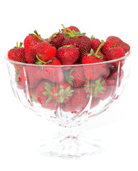 strawberries in a glass dish
