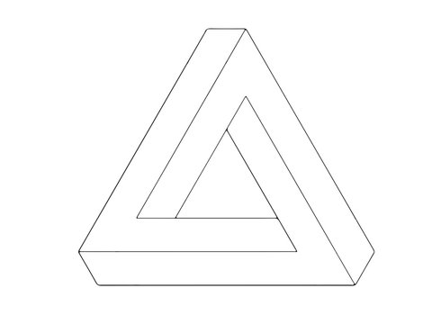 Escher triangle , optical illusion