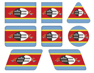 set of buttons with flag of Swaziland