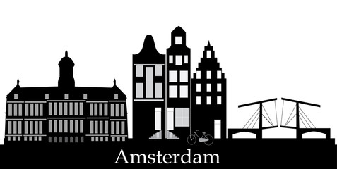 amsterdam skyline with text