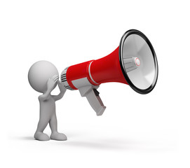 3D person and a big megaphone