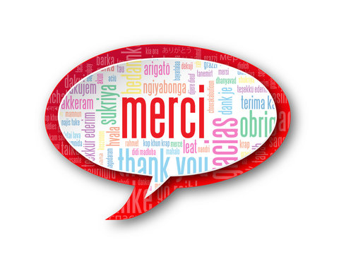 Carte "MERCI" (message icône bulle joie thank you danke gracias)