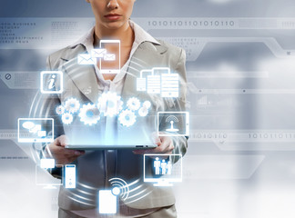 Businesswoman with tablet pc