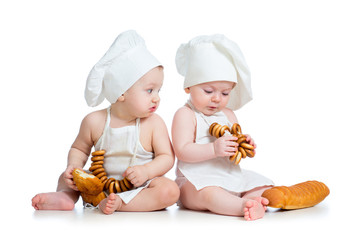 funny cooks babies boy and girl