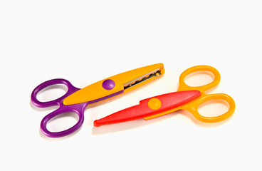 fancy colourful scissors on the white background