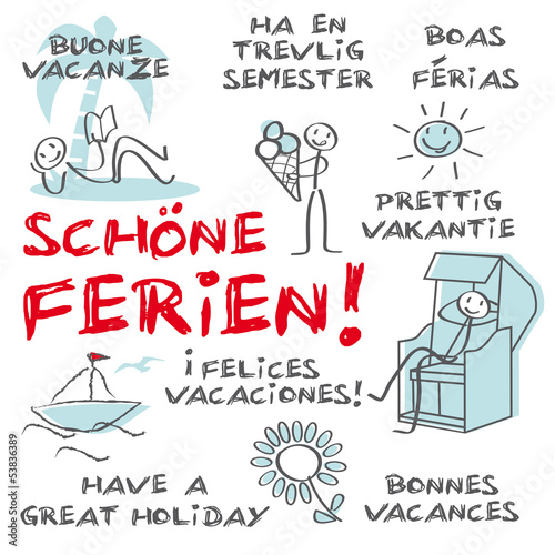 "Schöne Ferien, Sprachen" Stockfotos und lizenzfreie Vektoren auf