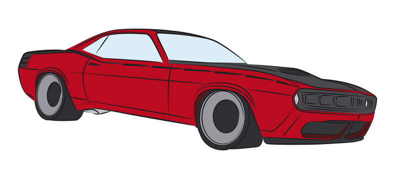 Coloured muscle car drawing
