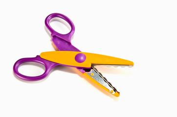 fancy colourful scissors on the white background