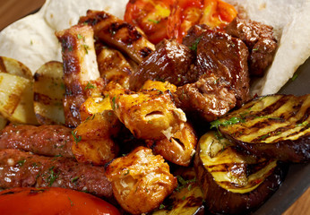 Shashlik (shish kebab). Various types  mat roasted