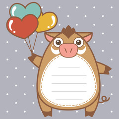 cute wild boar of scrapbook background