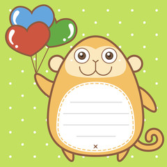 cute monkey of scrapbook background