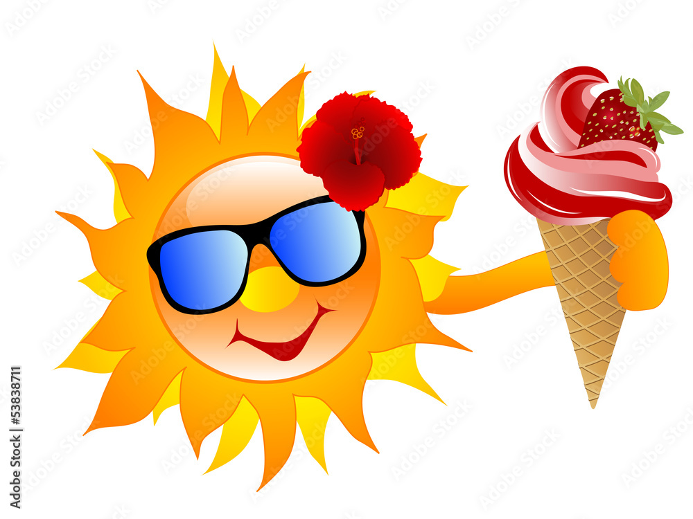 Poster sun with ice cream