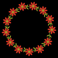 Red flowers wreath