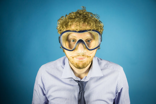 Business Man With Diving Mask