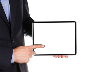 Young businessman's hands with tablet pc