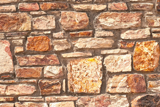 Textur: Oxidierte Granitsteinmauer