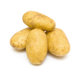 Potatoes close-up on white background