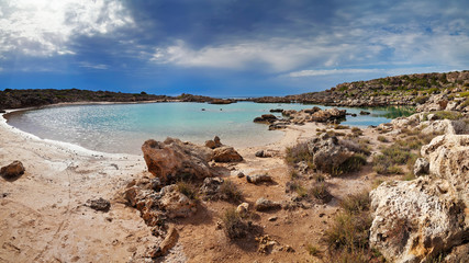 Panorama of Aspri Limni in Crete