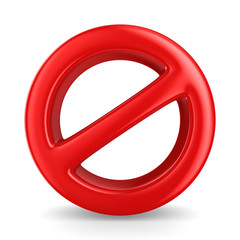 Sign forbidden on white background. Isolated 3D image