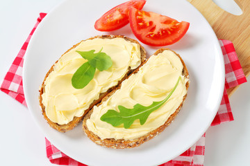 Whole grain bread with butter