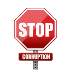Stop corruption road sign illustration