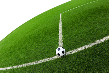 soccer ball on green grass field isolated
