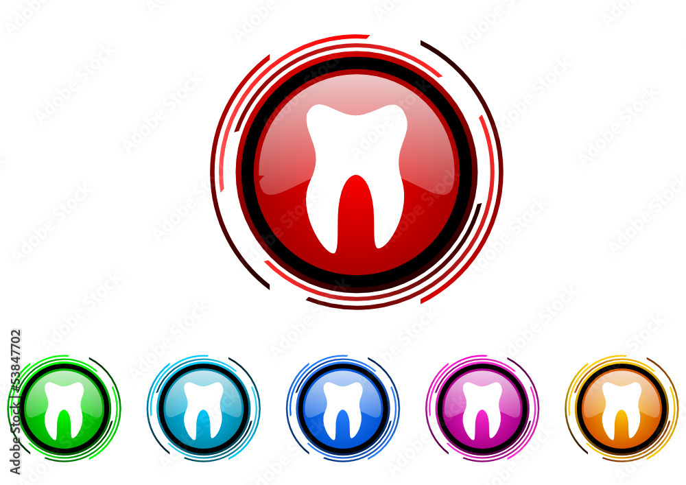 Poster tooth vector glossy web icon set