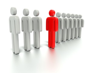 Leader in front of a group people.