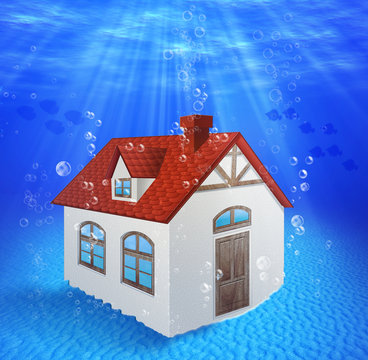 Sunk, underwater house