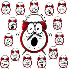 Obraz premium alarm clock cartoon with many facial expressions