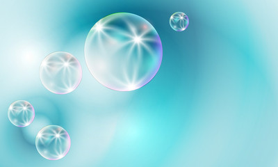 transparent bubbles on a blue background