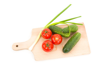 Vegetables on the board, isolated