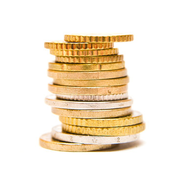 Stack of coins isolated