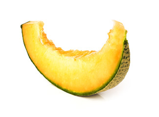 Slice of cantaloupe melon isolated