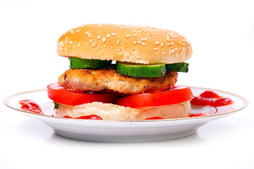 Hamburger on a plate