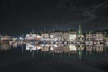 Fototapeta na wymiar Honfleur night. Skyline port. Normandy, France
