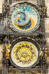 Tawn hall Orloj in Praha, close-up